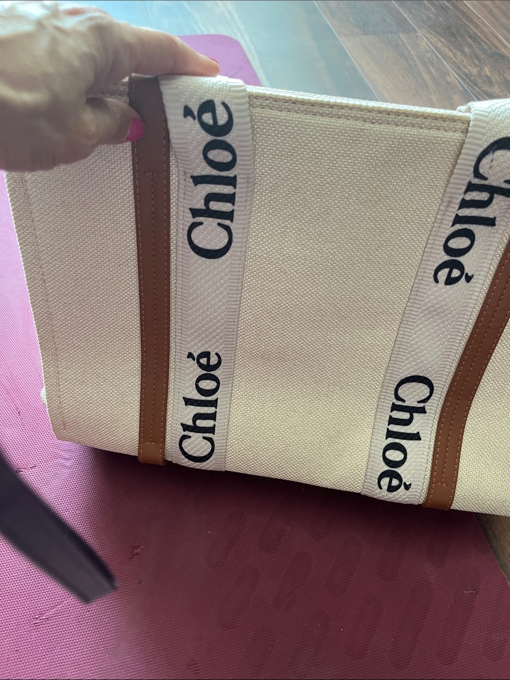 Chloé Cream Canvas Tote with Brown Trim and Logo Straps- new!! - Picture 11 of 11